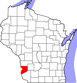 map of Wisconsin highlighting Crawford County