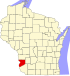 Map of Wisconsin highlighting Crawford County.svg