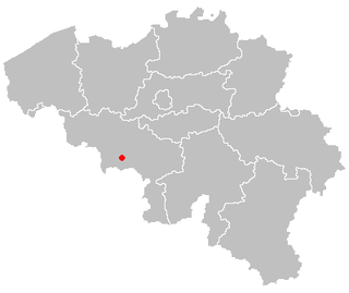 ベルギー国内のクウェム（モンス）の位置の位置図