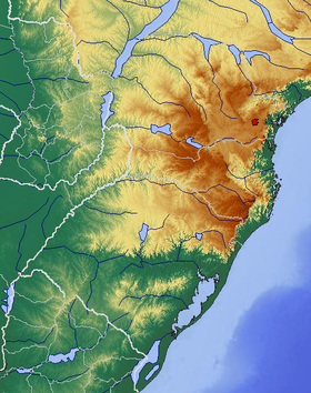 Mapa topográfico da Região Sul do Brasil