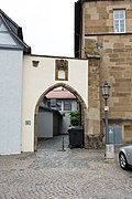 Abbey courtyard with archway