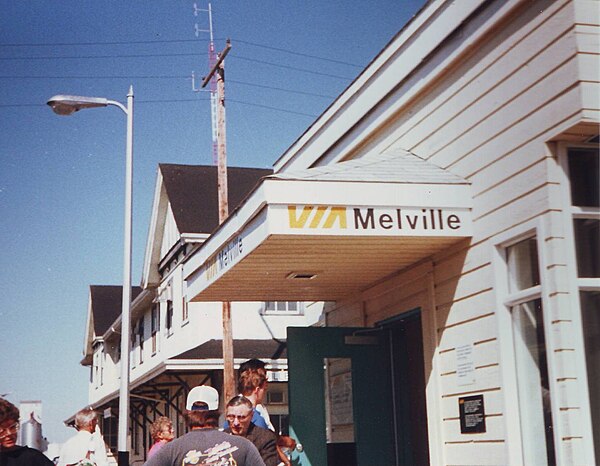 Via Rail railway station in Melville, circa 1991