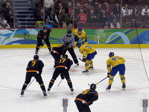 The Swedish team in action against Germany.