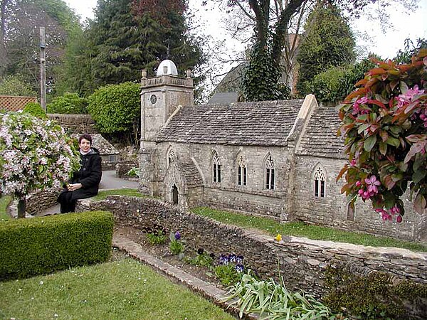 Part of the one-ninth scale model of Bourton-on-the-Water at Bourton-on-the-Water, Gloucestershire, England