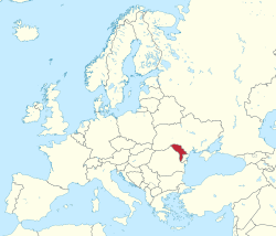Location of Moldova in Europe (Red)