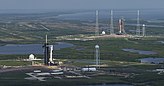 NASA's SLS and SpaceX's Falcon 9 at Launch Complex 39A & 39B (KSC-20220406-PH-JBP01-0001).jpg