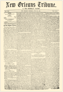 Inaugural Edition of The New Orleans Tribune, July 21, 1864 NOTribune07211864.png