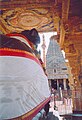 Nandi (temple bull) and Gopuram (tower) at Brihadisvara temple
