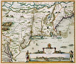 Mapa de Nueva Holanda publicado por Nicolaes Visscher II (1649-1702)