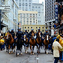 Mounted police during New Orleans Mardi Gras 1984 New Orleans Mardi Gras 1984 Mounted Police on St. Charles.jpg