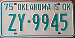 Oklahoma 1975 Plaque d'immatriculation ZY-9945.jpg