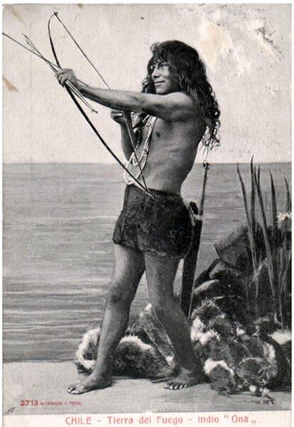 A member of the Selknam people, 1904. The Selk'nam, or Ona, who traditionally placed great value on amiability, were the island's most numerous native