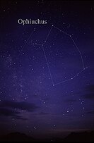 Das Sternbild Ophiuchus, wie es mit bloßem Auge gesehen werden kann[38]