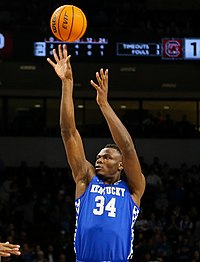 Oscar Tshiebwe is the first UK player to receive all of the NCAA-recognized national player of the year awards in a single season, doing so in 2021-22. Oscar Tshiebwe Kentucky (cropped).jpg