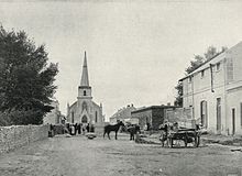 A photograph down the main road running from Leeu Gamka of the old Dutch Reformed Church in 1899. Ou NG kerk Fraserburg.jpg