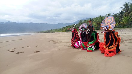 Barong dancers on Sumbreng Beach, Trenggalek