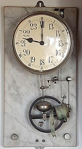 Early French electromagnetic clock Pendule electrique l maitrier 05117.jpg