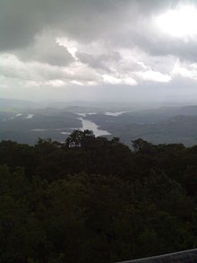 View From Bonacaud Hill showing peppara reservoir Peppara Reservoir viewed from the Bonacaud Hills.jpg