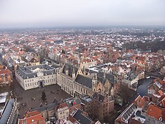 Vue du beffroi de l'hôtel de ville de Bruges.
