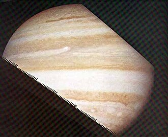 Pioneer 10's famous images of Jupiter were produced through the line-scan process, with the spacecraft's rotation scanning in one direction and movement in space in the other. Though normally not visible, this particular image retains artifacts of the scanning process. Pioneer 10 - p156.jpg