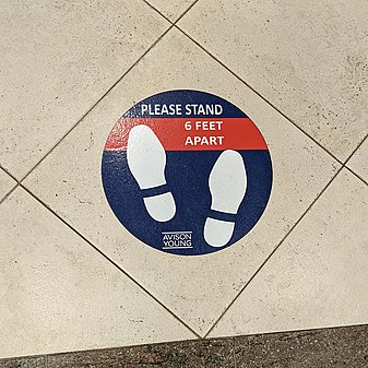 Please Stand 6 Feed Apart floor sign