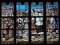 Église paroissiale Saint-Pierre, vitrail : le père Julien Maunoir prêchant entre Le Folgoët et Lesneven.