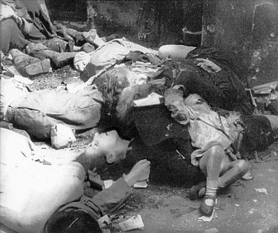 Photograph depicting Polish civilians murdered by SS forces during the Warsaw Uprising in the Wola district, August 1944