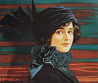 Porträtt av en aktris målat