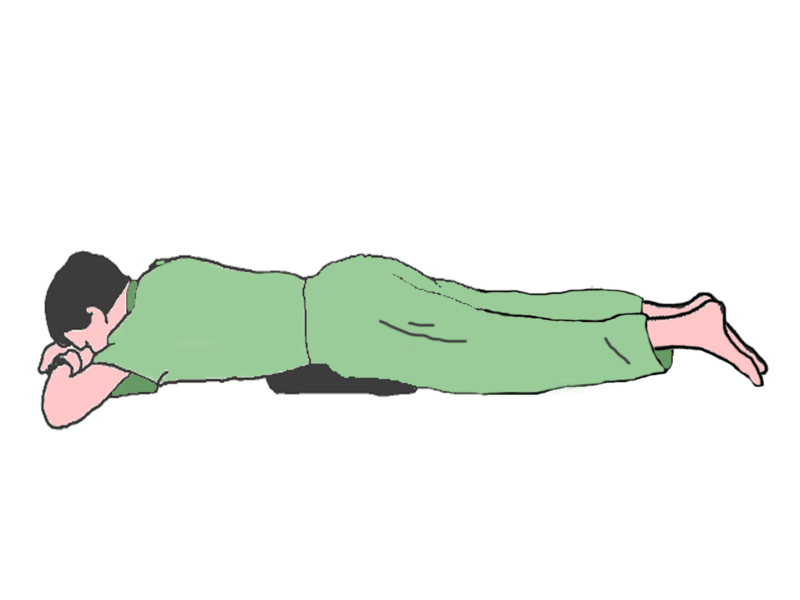 Person lying face down on their abdomen