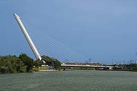 Alamillo bridge, by Santiago Calatrava, Seville, Spain.