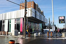 Entrance to Finch West station, a subway station in the neighbourhood. Q4132860 Finch West A03.jpg