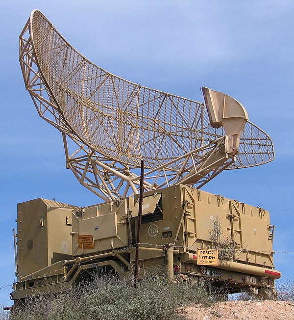 Radar of the type used for detection of aircraft. It rotates steadily, sweeping the airspace with a narrow beam.