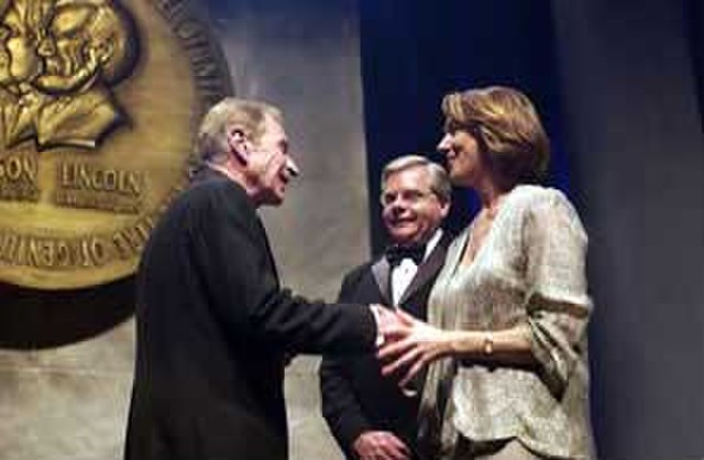 Dolby (left) being inducted into the National Inventors Hall of Fame, 2004