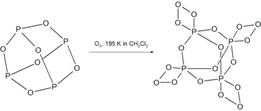 Ozon.png ile fosfoprus trioksitin reaksiyonu