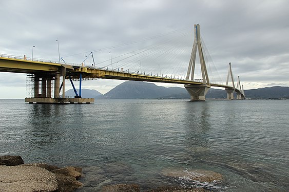 Rio-Antirio bridge between Peloponnese and mainland Greece