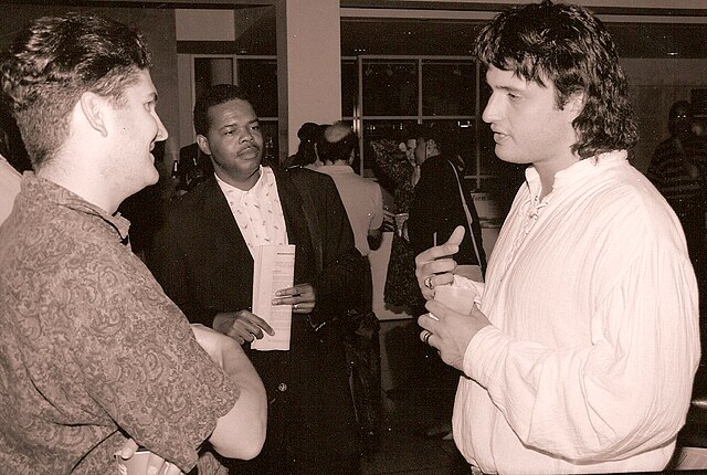 Robert Rodriguez (right) at the 1993 Atlanta Film Festival.