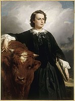 Rosa Bonheur with bull, by Édouard-Louis Dubufe, 1857