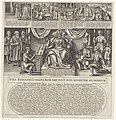 Rudolf I van Habsburg, Rooms-Duitse koning, op zijn troon Vita Rvdolphi I. Magni Rom. Imp. Post eivs Adventvm ad Imperivm (titel op object), RP-P-1904-3776.jpg