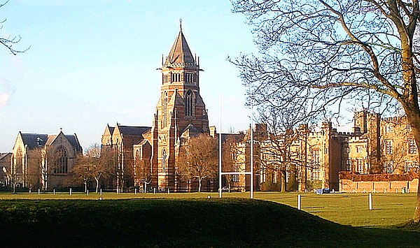 The playing fields of Rugby School, where in 1845 the rules of rugby football were codified