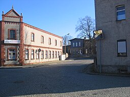 Ruhland, Güterbahnhofstr. von der Kreuzung Ernst-Thälmann-Str., Winter, 01