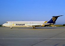 A Ryanair Rombac One-Eleven seen at Stuttgart Airport (1992)