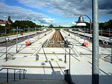 Blick von der Flatowallee auf Gleise des Sonderbahnhofs