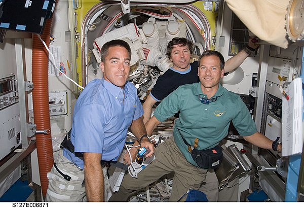 Marshburn (far right) pictured on the ISS during STS-127