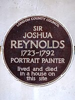 SIR JOSHUA REYNOLDS 1723-1792 PORTRAIT PAINTER lived and died in a house on this site.jpg