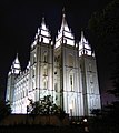 Salt Lake Temple east side at night