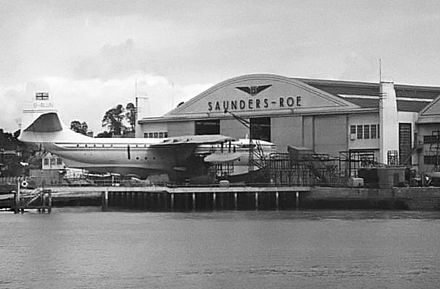 Saro works at East Cowes in September 1954 with stored Princess G-ALUN