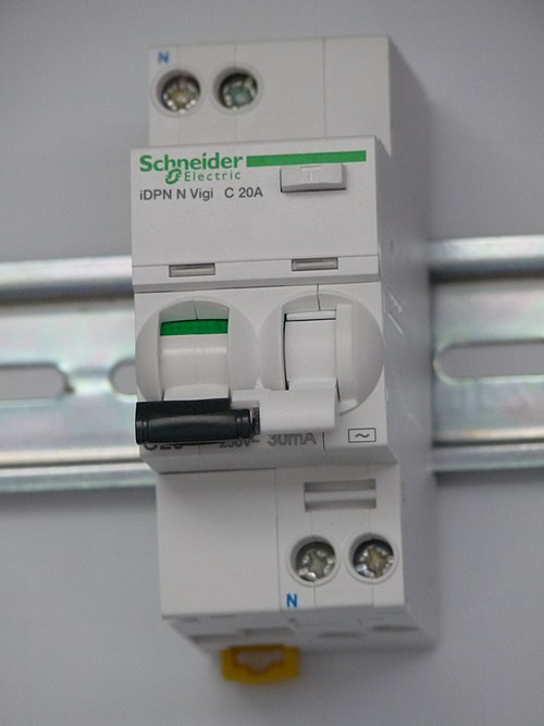 An example of a rail-mounted RCBO