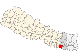 नेपाल के नक्शा प सिराहा जिला के लोकेशन
