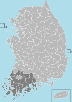 Localização na Coreia do Sul