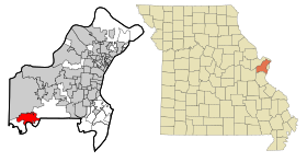 St. Louis County Missouri Incorporated and Unincorporated areas Eureka Highlighted.svg